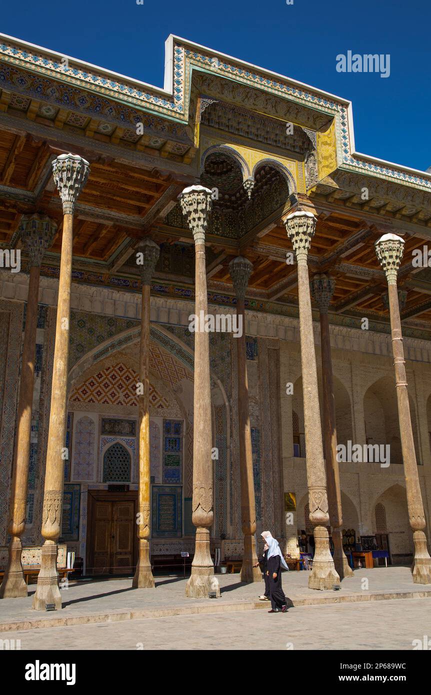 Bolo-Hauz-Moschee, UNESCO-Weltkulturerbe, Bukhara, Usbekistan, Zentralasien, Asien Stockfoto