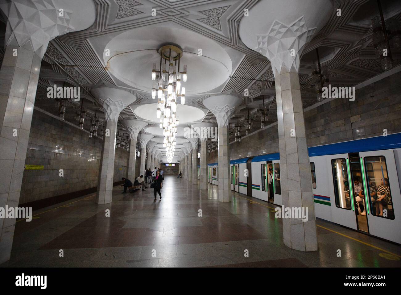 Mustakillik Station, Taschkent Metro, Taschkent, Usbekistan, Zentralasien, Asien Stockfoto