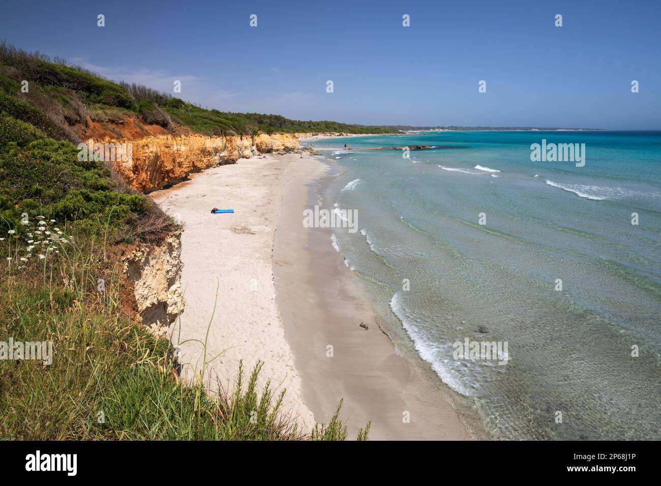 Baia dei Turchi Beach im Sommer, in der Nähe von Otranto, Provinz Lecce, Apulien, Italien, Europa Stockfoto