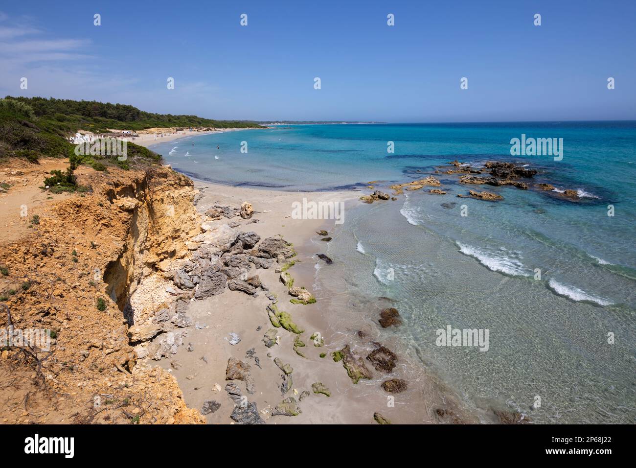 Baia dei Turchi Beach im Sommer, in der Nähe von Otranto, Provinz Lecce, Apulien, Italien, Europa Stockfoto