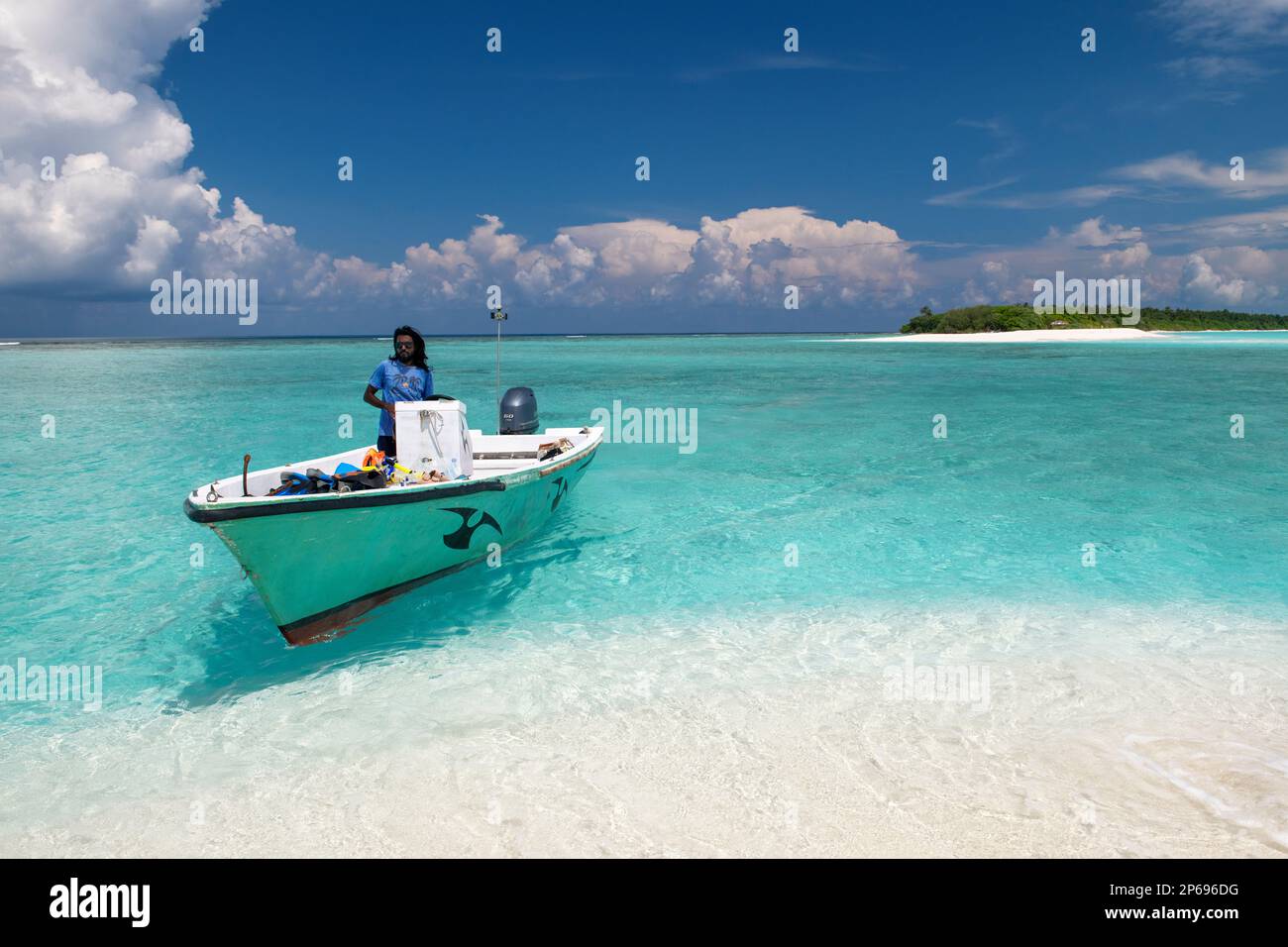 Bootsausflug zu einer Sandbank in der Nähe der Insel Fehendhoo, Malediven Stockfoto