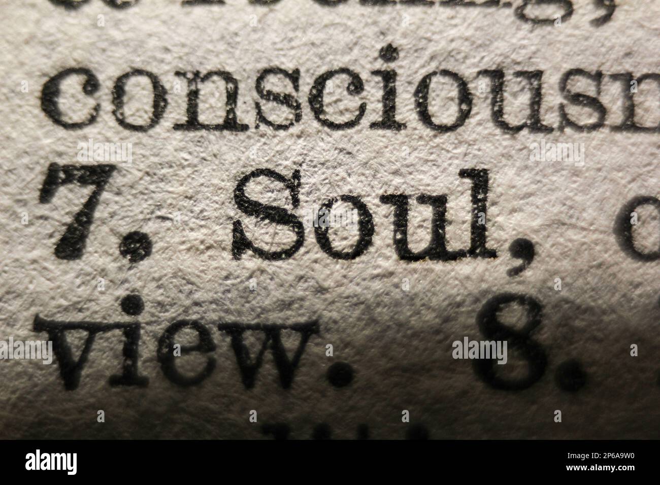 Definition des Wortes Soul auf der Wörterbuchseite, Nahaufnahme Stockfoto