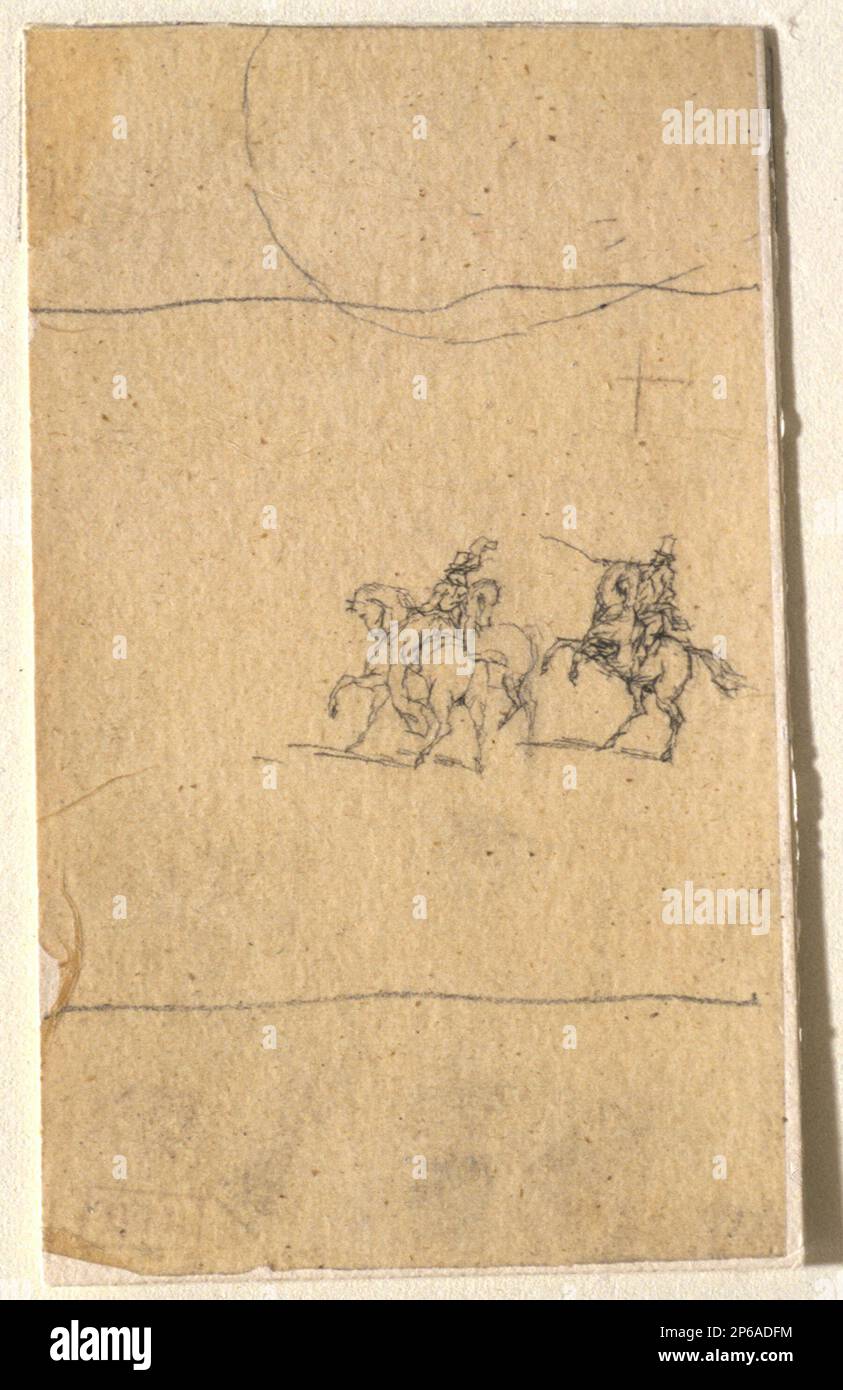 Charles Meryon, Studies for 'View of San Francisco': Horses and Riders, c. 1856, Bleistift auf Tracing-Papier. Stockfoto