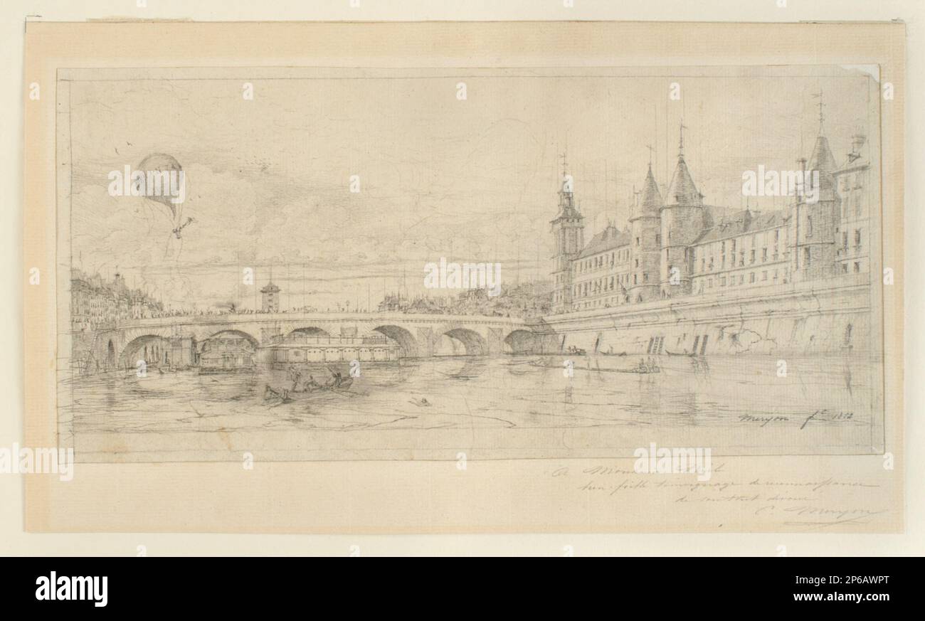 Charles Meryon, Le Pont-au-Change, Paris, 1852, Bleistift auf Plättchen. Stockfoto