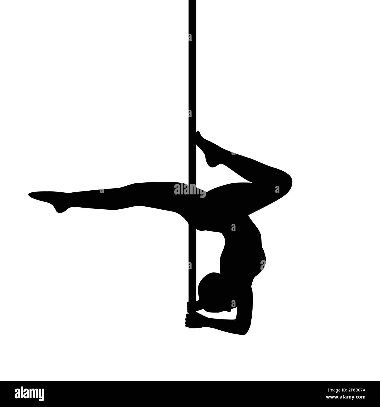 Pole Dancer im Pole Dance. Stell dich auf die Ellbogen. Isoliert Stock Vektor