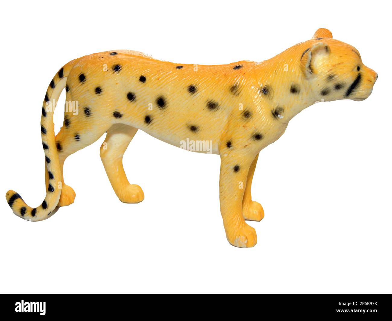 Spielzeuggepard isoliert auf weißem Hintergrund Stockfoto