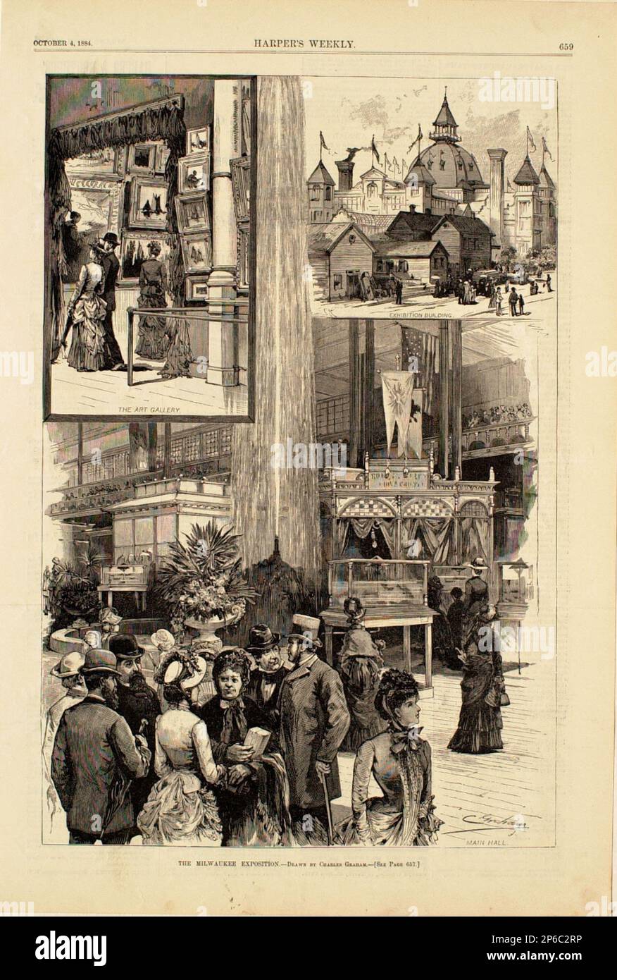 Charles Graham, Milwaukee Exposition, 1884, Holzgravierung auf Papier. Stockfoto