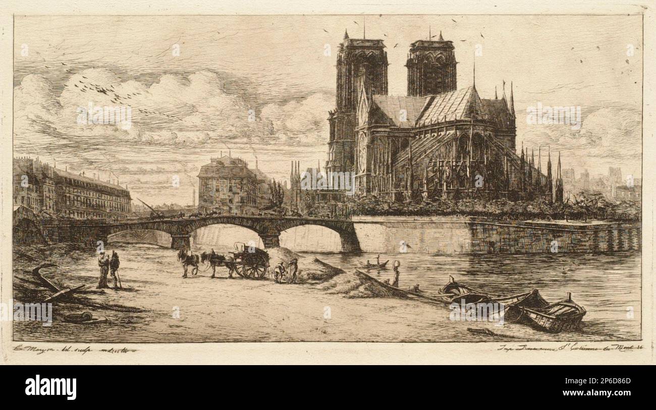 Charles Meryon, L'Abside de Notre Dame, Paris, 1854, Gravur auf Papier. Stockfoto