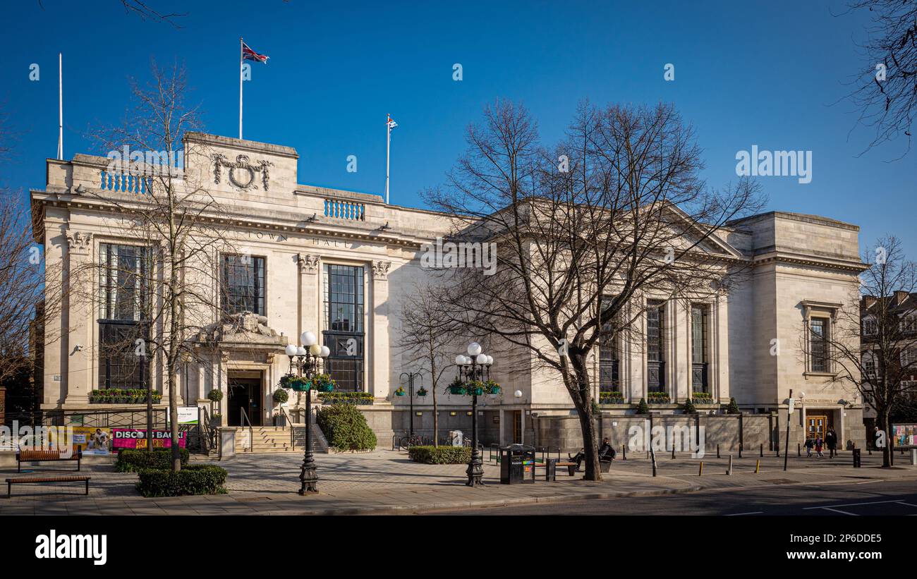 Das Rathaus Von Islington In London. Das Rathaus von Islington befindet sich in der Upper Street, Islington, London. Erbaut im Jahr 1930, Architekt Edward Charles Philip Monson. Stockfoto