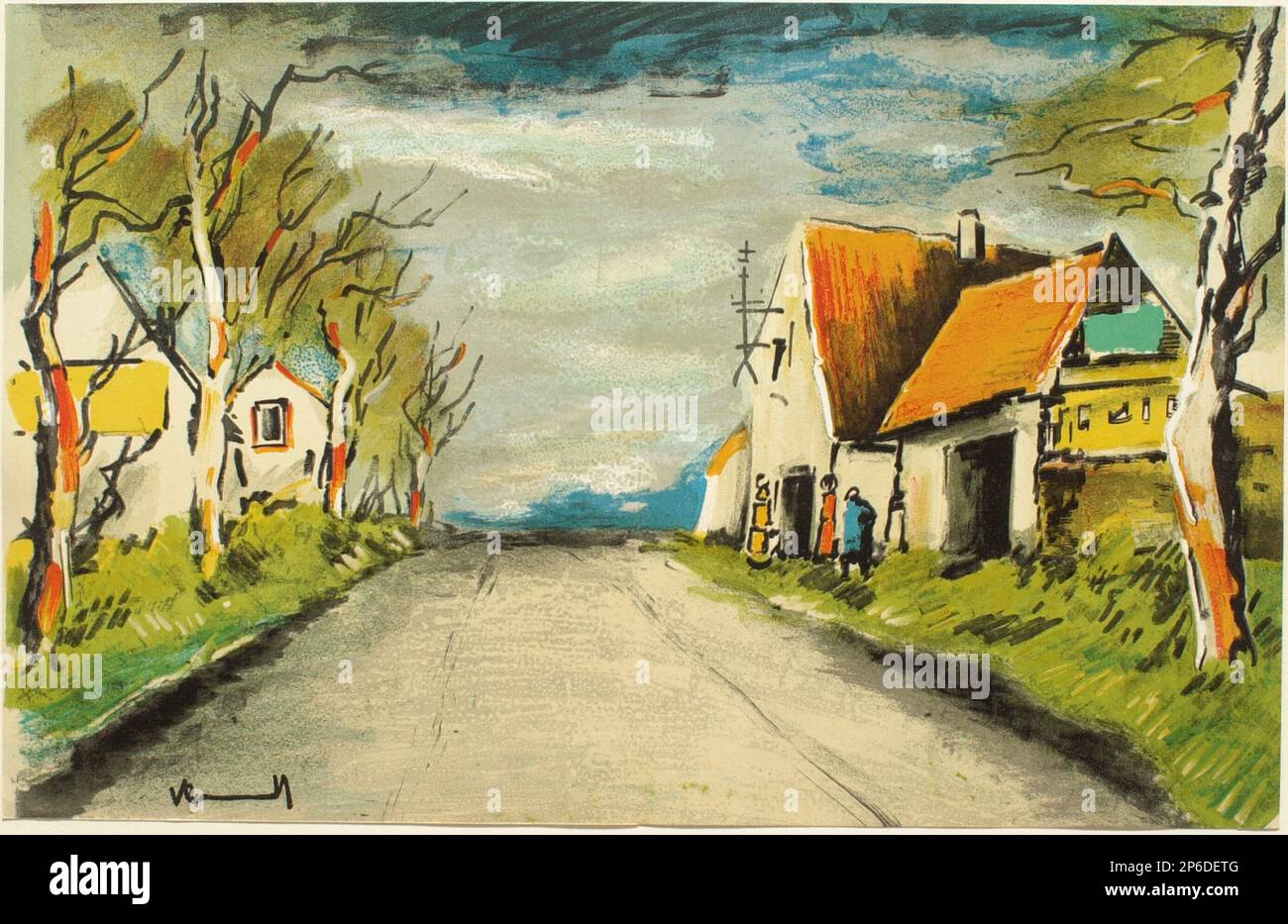 Maurice de Vlaminck, die Straße, 1957, Lithograf auf Papier. Stockfoto