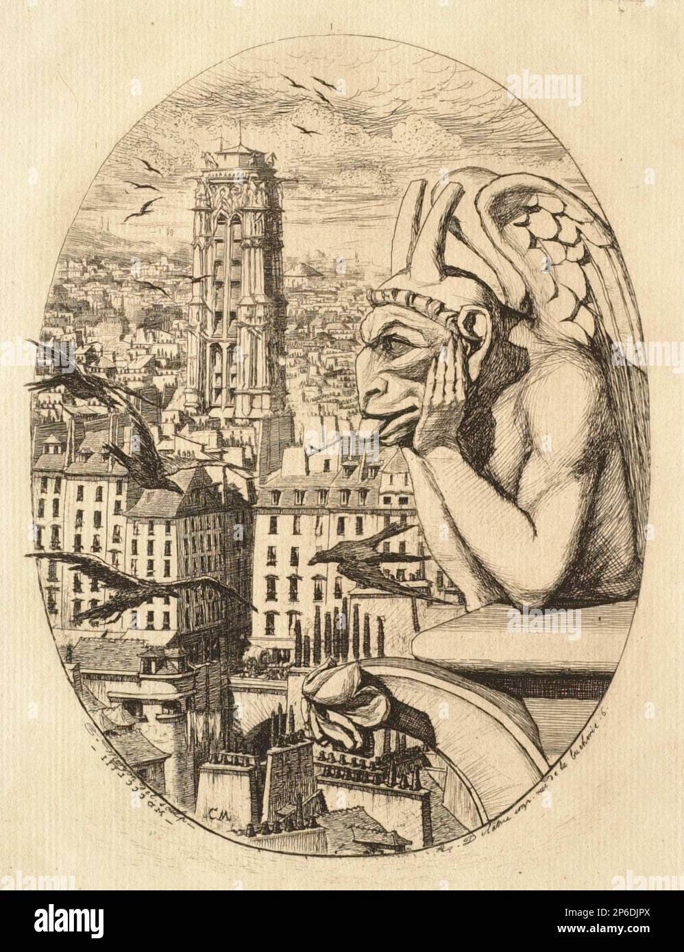 Charles Meryon, Le Stryge, 1853, auf Papier geätzt. Stockfoto