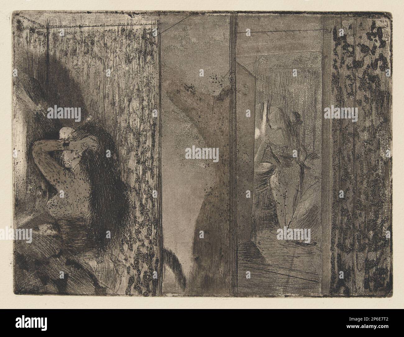Hilaire-Germain-Edgar Degas, Schauspielerinnen' Umkleidekabinen (Loges d'actrices), c. 1875, Ätzen und Aquatint auf Bettpapier. Stockfoto