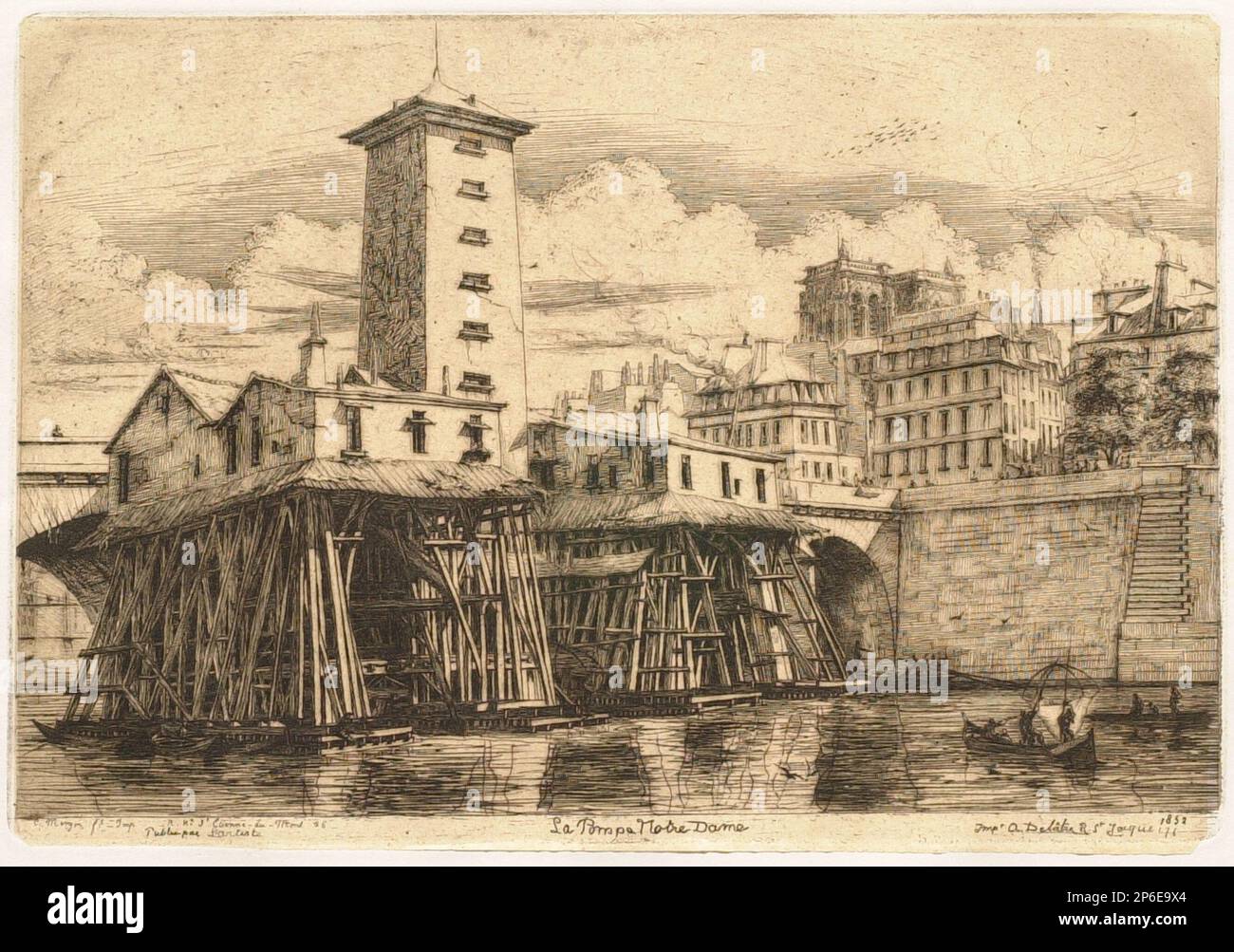 Charles Meryon, La Pompe Notre Dame, 1858, auf Papier geätzt. Stockfoto