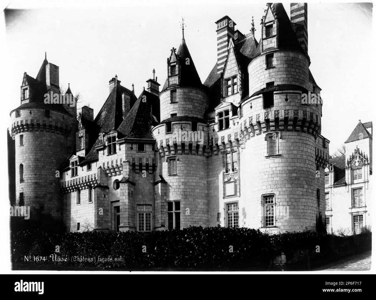 Mieusement, Ussé Château, Ostfassade, Albumdruck. Stockfoto