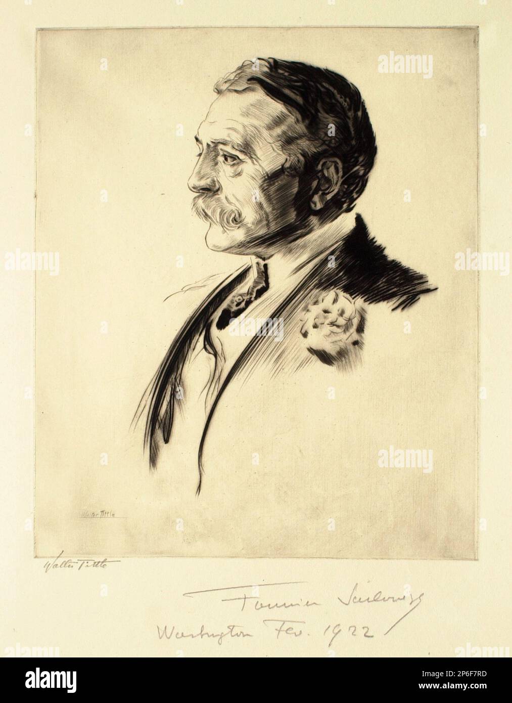 Walter Tittle, M. Fournier Sarloveze, 1921–22, Trockenstelle auf gewebtem Papier. Stockfoto