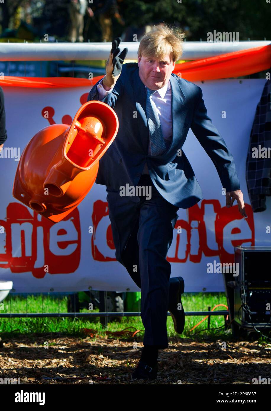 Dutch Crown Prince Willem Alexander takes part in a water closet
