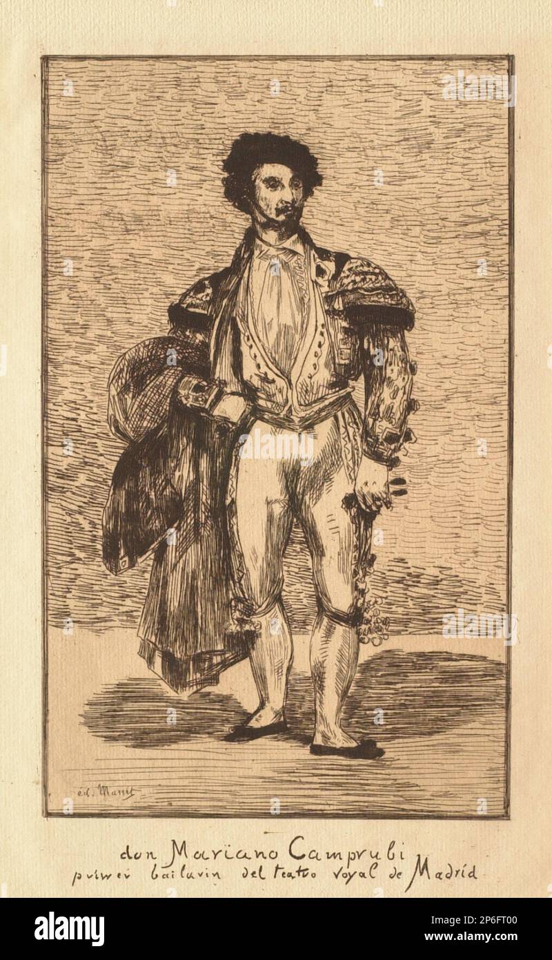 Edouard Manet, Le Bailarin (Mariano Camprubi), 1862, Ätzen auf Papier. Stockfoto