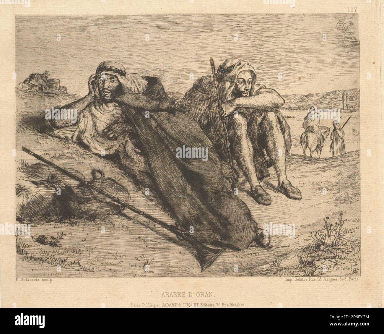 Ferdinand-Victor-Eugène Delacroix, Araber aus Oran, 1833, Beizen auf Papier. Stockfoto