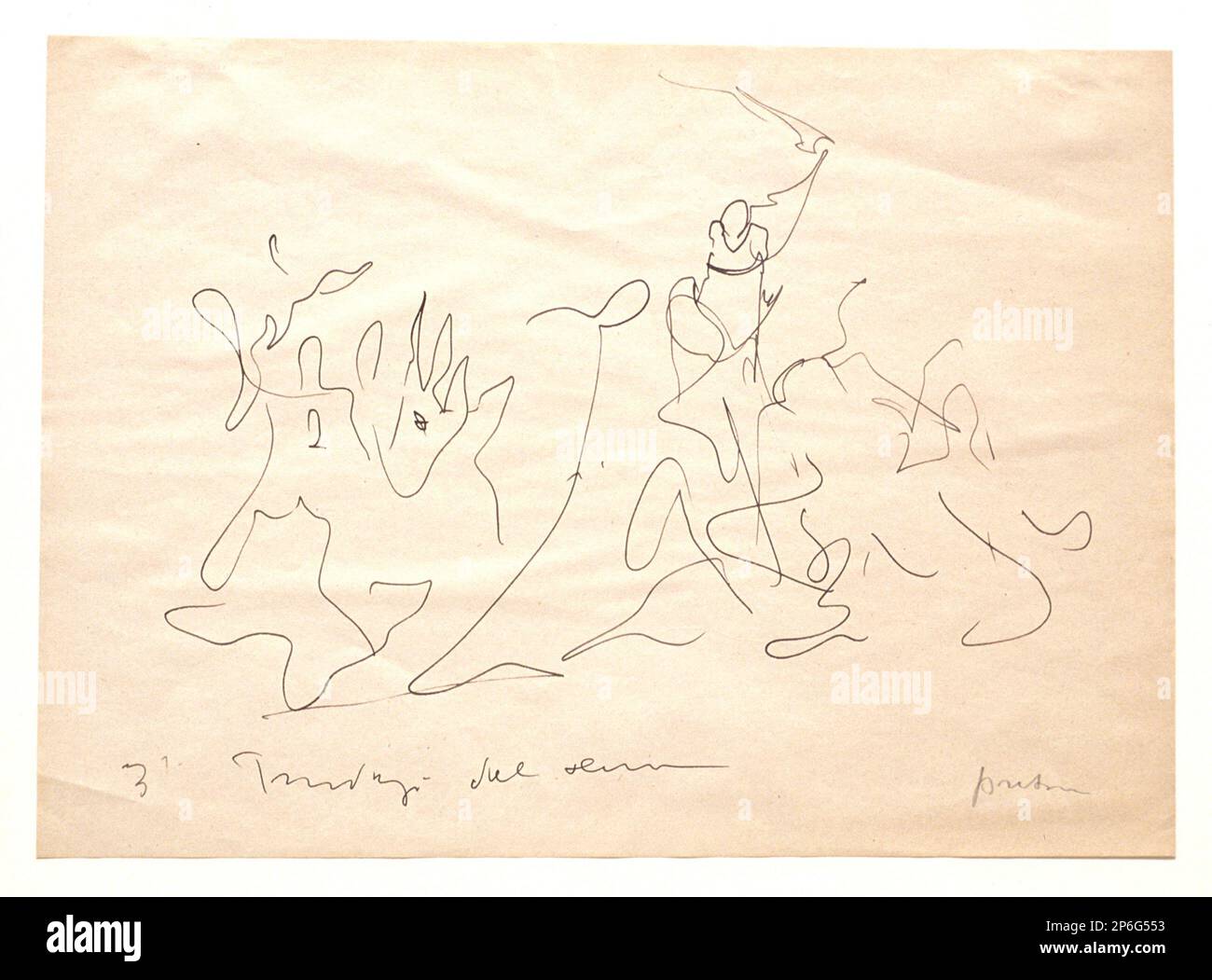 Gastone Primon, Abstraktion, 1900–1970, Stift und Tinte auf Papier. Stockfoto