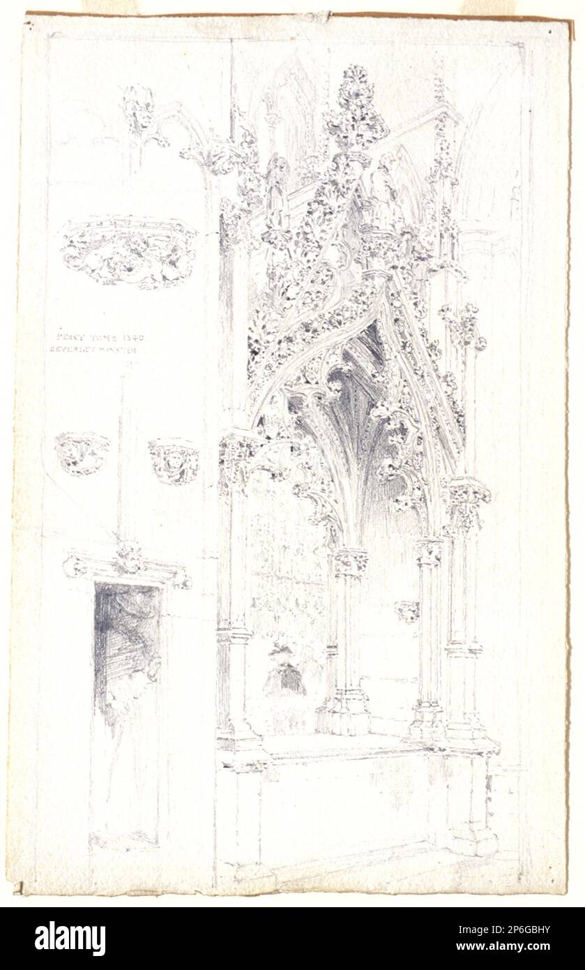 Charles John Watson, Das Percy-Grab, 1340, Beverley Minster, 1898, Bleistift auf Papier. Stockfoto