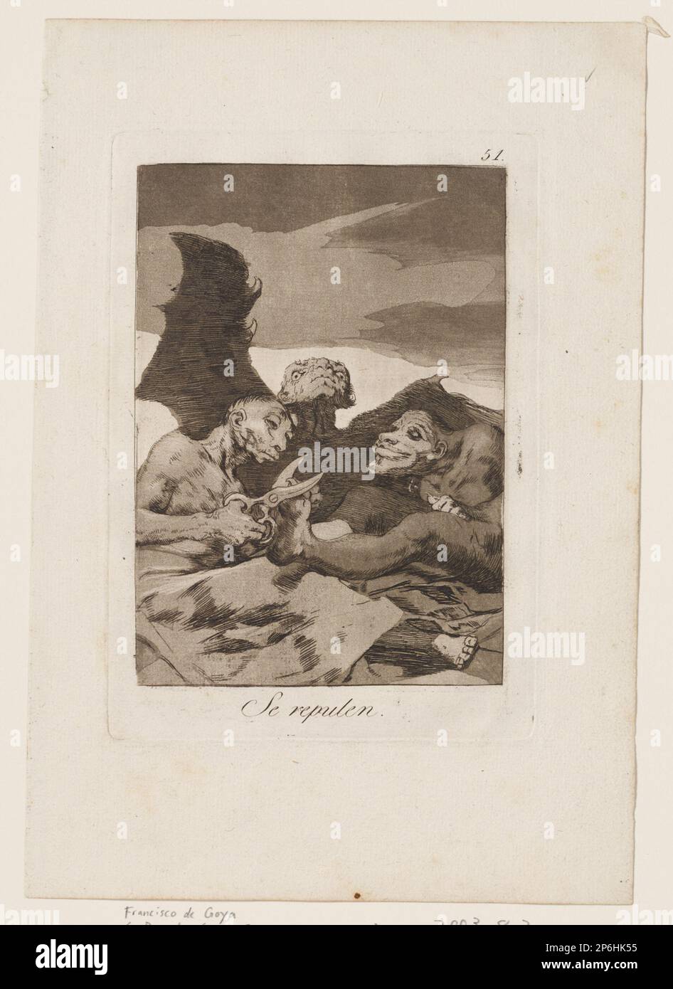 Francisco de Goya y Lucientes, SE repeulen (sie sprießen sich selbst hoch), Teller 51 von Los Caprichos, 1799, Ätzen, brüniertes Aquatint, Burin. Stockfoto