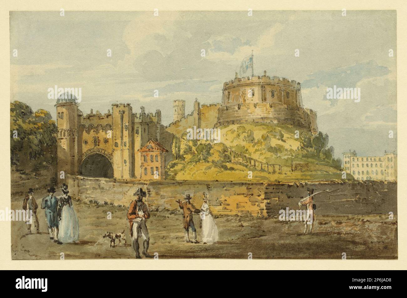 Thomas Girtin, Windsor Castle, c. 1792, Aquarell über Graphit mit Stift und brauner Tinte auf cremefarbenem gewebtem Papier. Stockfoto