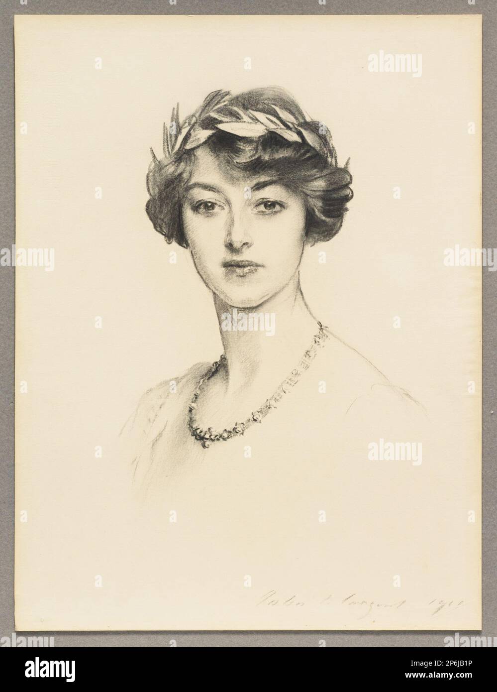John Singer Sargent, Porträt von Mrs. Gilbert Russell, 1911, Holzkohle auf cremefarbenem Papier. Stockfoto