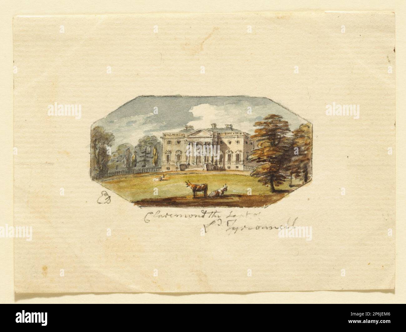 Edward dayes, Claremont, Surrey, c. 1790–1800, Aquarell über Graphit auf cremefarbenem Papier. Stockfoto