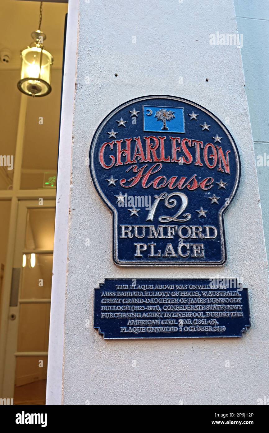 Miss Barbara Elliott Plaque in Charleston House, 12 Rumford Place, Liverpool, England, Großbritannien, L3 9DG Stockfoto