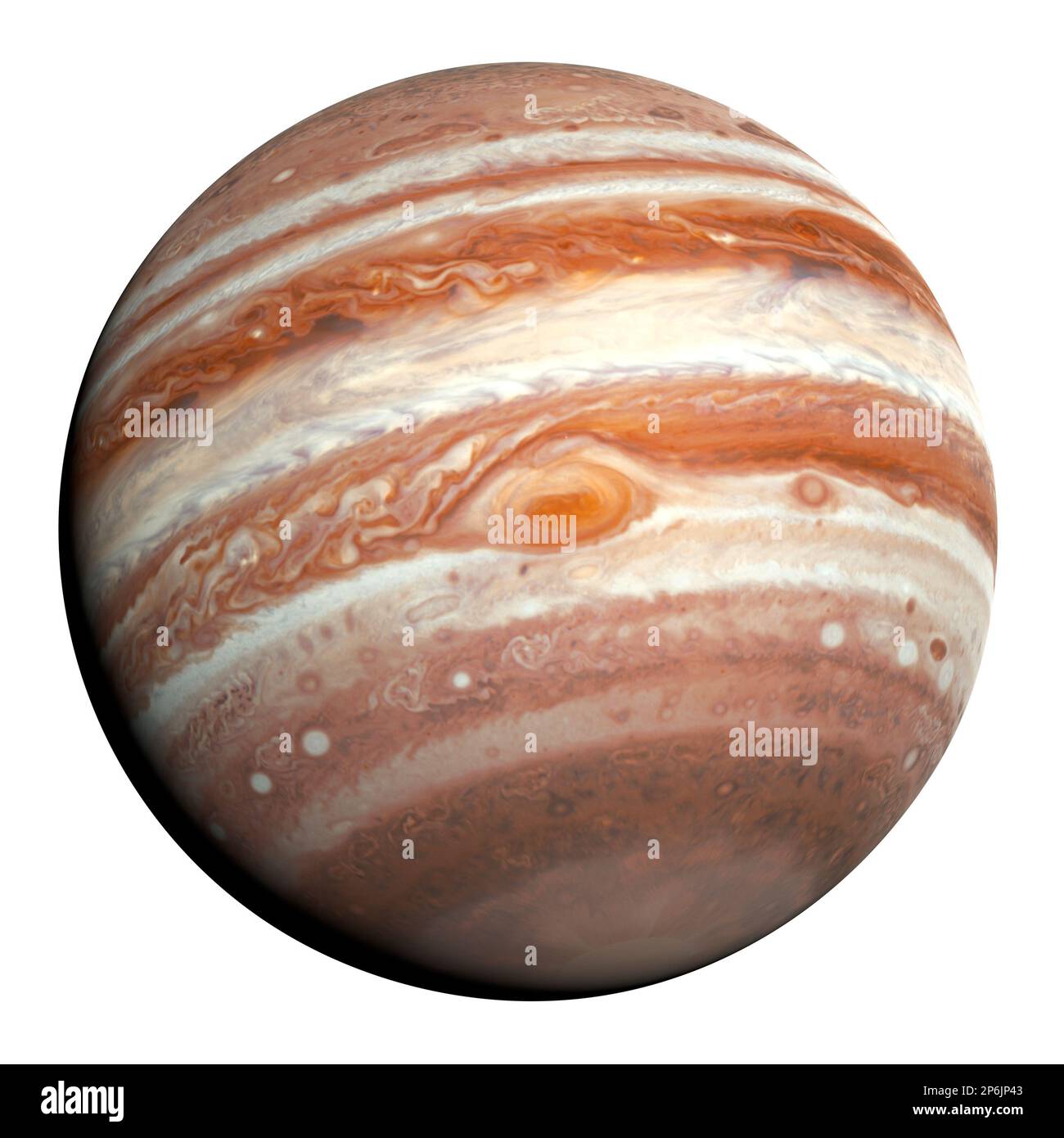 Jupiter isoliert auf weißem Hintergrund, der größte Planet im Sonnensystem Stockfoto