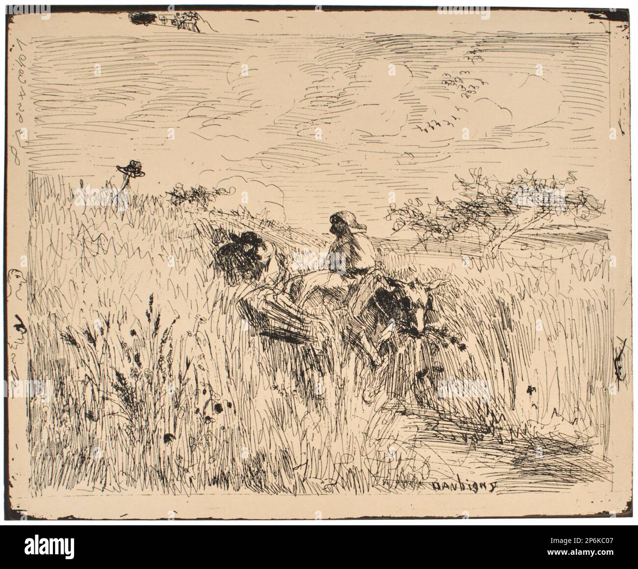 Charles-Francois Daubigny, Path in the Wheatfield (Sentier dans les Blés), 1862, gedruckt 1921, Klischee-verre, Gelatinedruck. Stockfoto