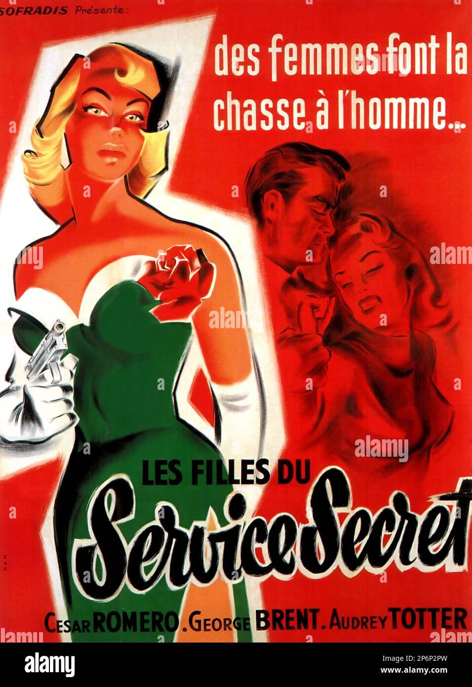1951 : der FILM NOIR Film FBI GIRL von William A. Berke mit Cesar Romero, George Brent und Audrey Totter , aus einem Roman von Rupert Hughes . Französisches Filmposter - FILM - KINO - Poster pubblicitario - Poster - Werbung - locandina - DIVA - DIVINA - GÖTTLICH - VAMP - FEMME FATAL - - ---- Archivio GBB Stockfoto