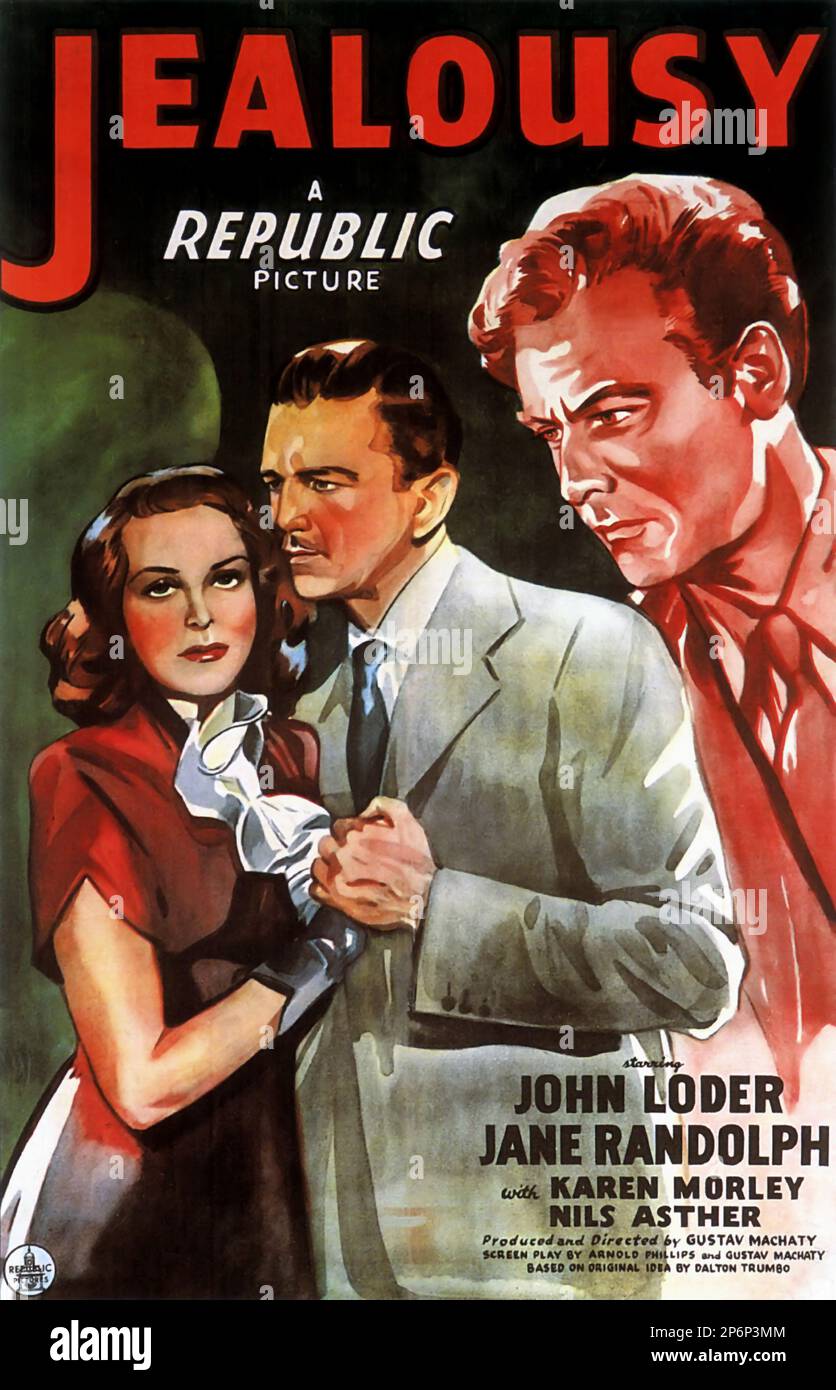 1945 : der FILM NOIR EIFERSUCHT von Gustav Machaty mit John Loder , Jane Randolph und Nils Asther - FILM - KINO - Poster pubblicitario - Poster - Werbung - locandina - DIVA - DIVINA - DIVINE - VAMP - FEMME FATAL - ---- Archivio GBB Stockfoto