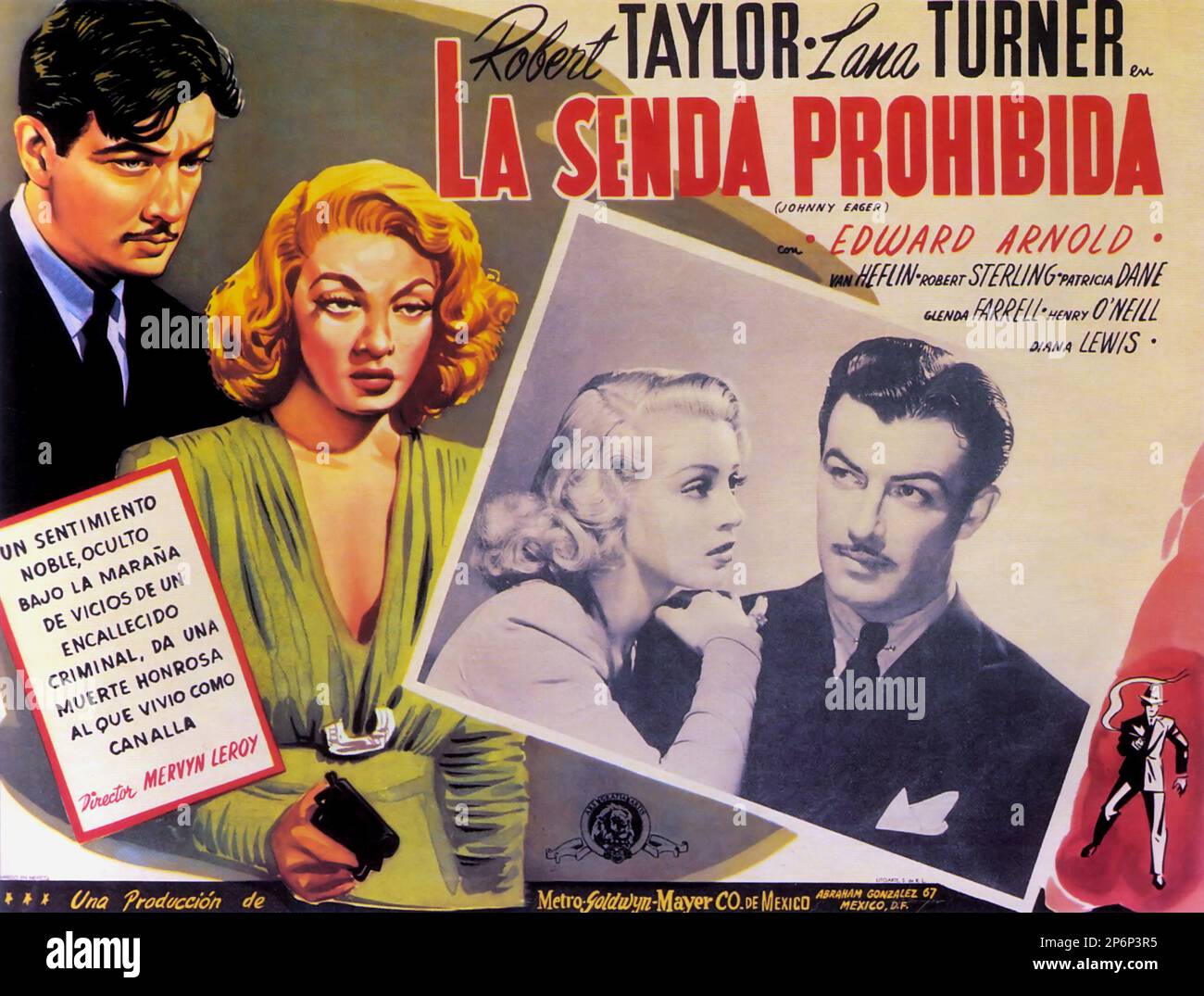 1955 : der FILM NOIR Johnny EAGER von Mervyn LeRoy mit ROBERT TAYLOR und LANA TURNER , aus einem Roman von James Edward Grant . Spanisches Filmposter - FILM - KINO - Poster pubblicitario - Poster - Werbung - locandina - DIVA - DIVINA - GÖTTLICH - VAMP - FEMME FATAL - - ---- Archivio GBB Stockfoto