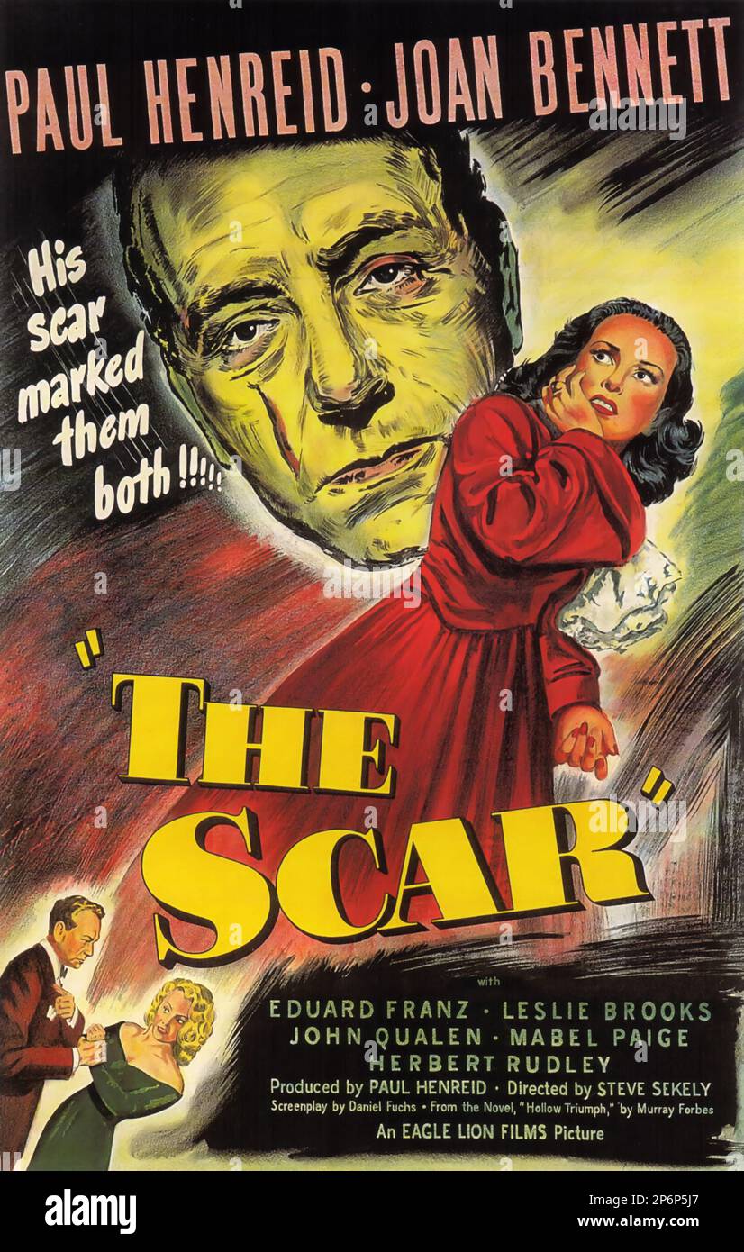 1948 : der FILM NOIR DIE NARBE ( Hollow Triumph ) von Steve Sekely mit Paul Henreid , Joan Bennett , Leslie Brooks und Eduard Franz - FILM - KINO - Poster pubblicitario - Poster - Werbung - locandina - DIVA - DIVINA - GÖTTLICH - VAMP - FEMME FATAL - - ---- Archivio GBB Stockfoto