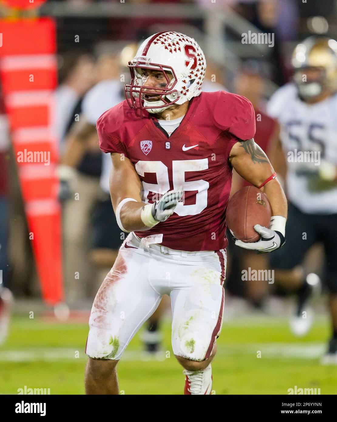 October 22, 2011: Stanford running back Tyler Gaffney (25) in action during the NCAA Football game between the Stanford Cardinal and the Washington Huskies at Stanford Stadium in Palo Alto, CA. Stanford defeated Washington 65-21. © Damon Tarver/Cal Sport Media (Cal Sport Media via AP Images) Stockfoto