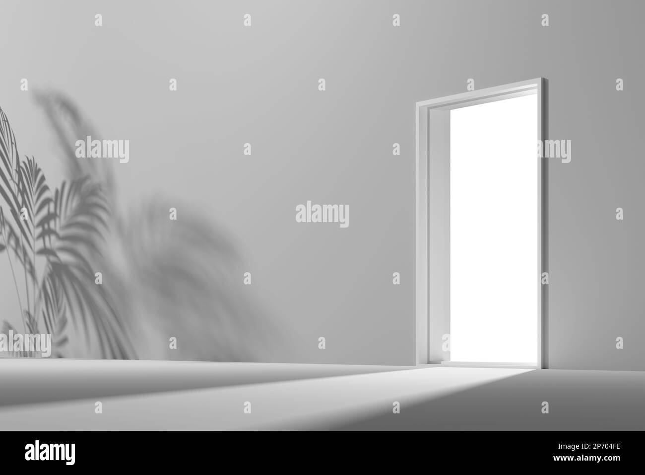 3D-Renderhintergrund mit pastellfarbenem Bogen und Tür für die Bildkomposition Stockfoto