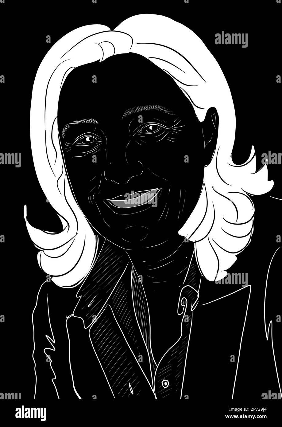 Portrait en noir et Blanc de Marine le Pen, femme politique et Candidate à la présidence francaise Stockfoto