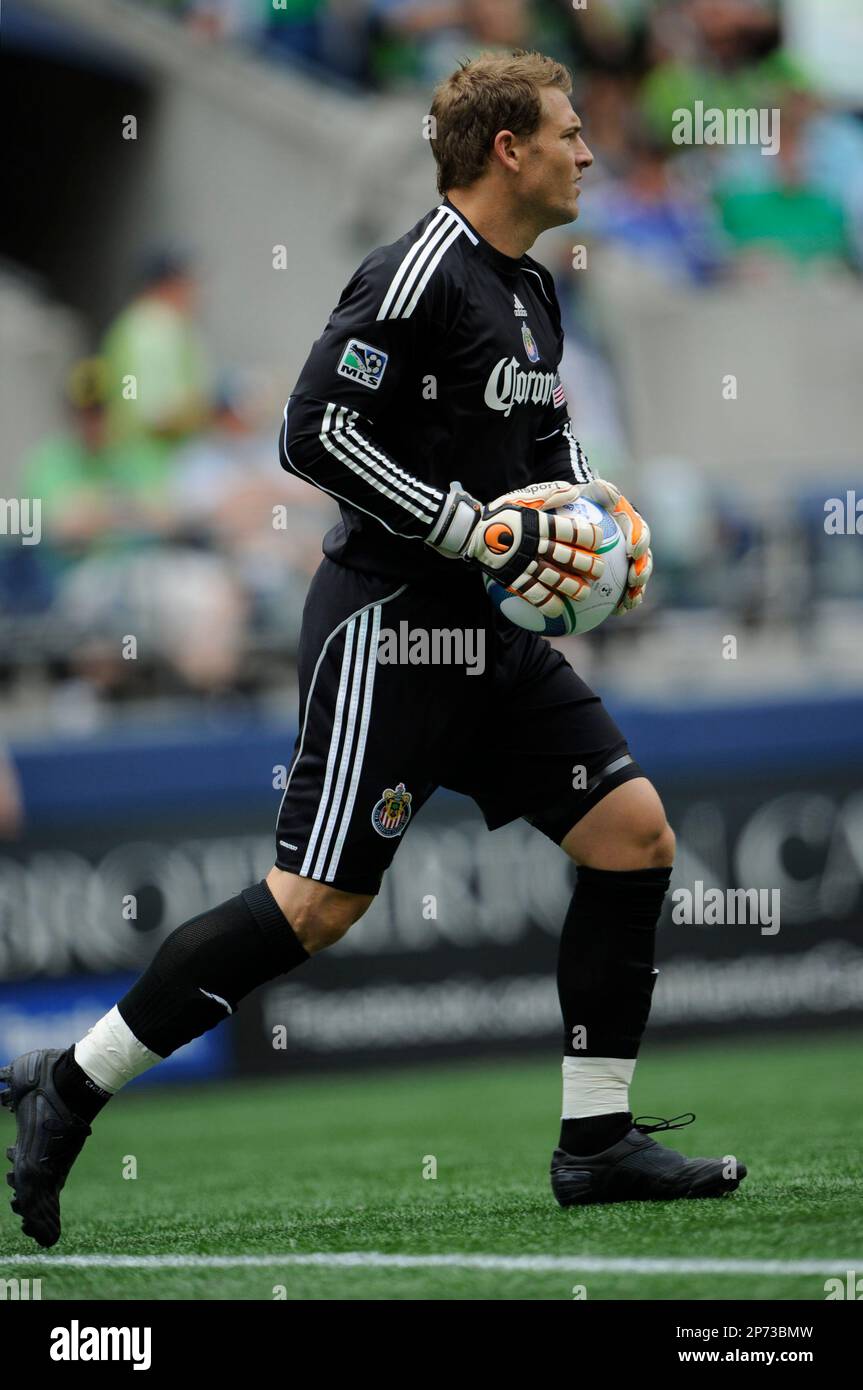 August 13, 2011. .Chivas USA goalkeeper Dan Kennedy #1 in action against Seattle Sounders FC at CentryLink Field in Seattle, WA.. .Sounders FC and Chivas USA draw 0 - 0.George Holland / Cal Sport Media (Cal Sports Media via AP Images) Stockfoto