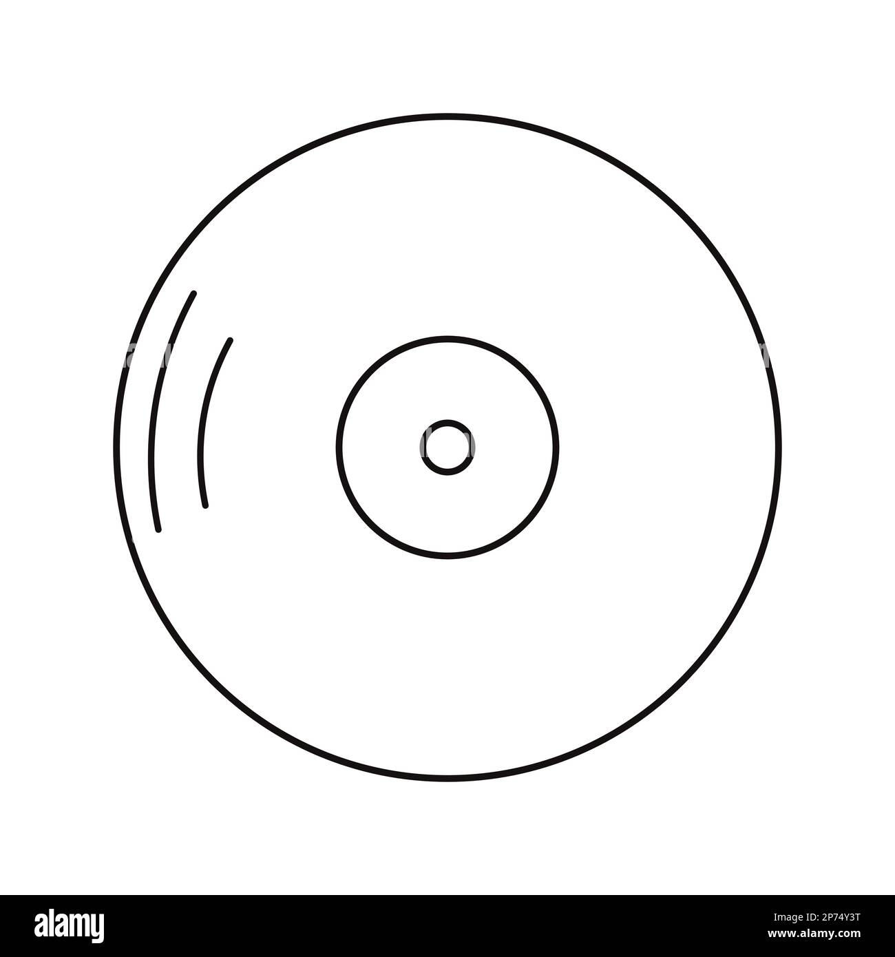 Abbildung einer Kritzelspur mit Vinylmusik und Plastikplatte. Weißer Hintergrund im Cartoon-Stil Retro-Kunst. Stock Vektor
