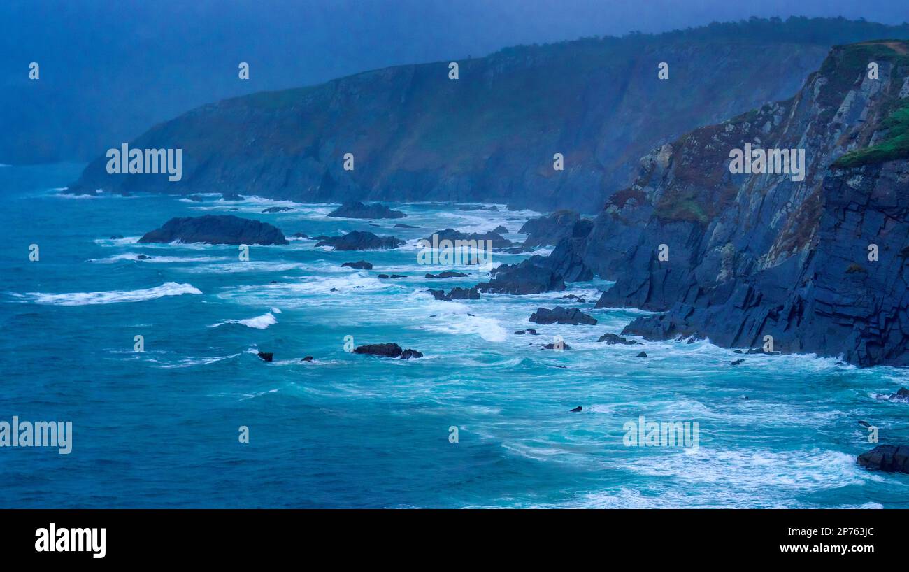 Aussichtspunkt Cadaval, Klippen von Loiba, Ortigueira, La Coruña, Galicien, Spanien, Europa Stockfoto