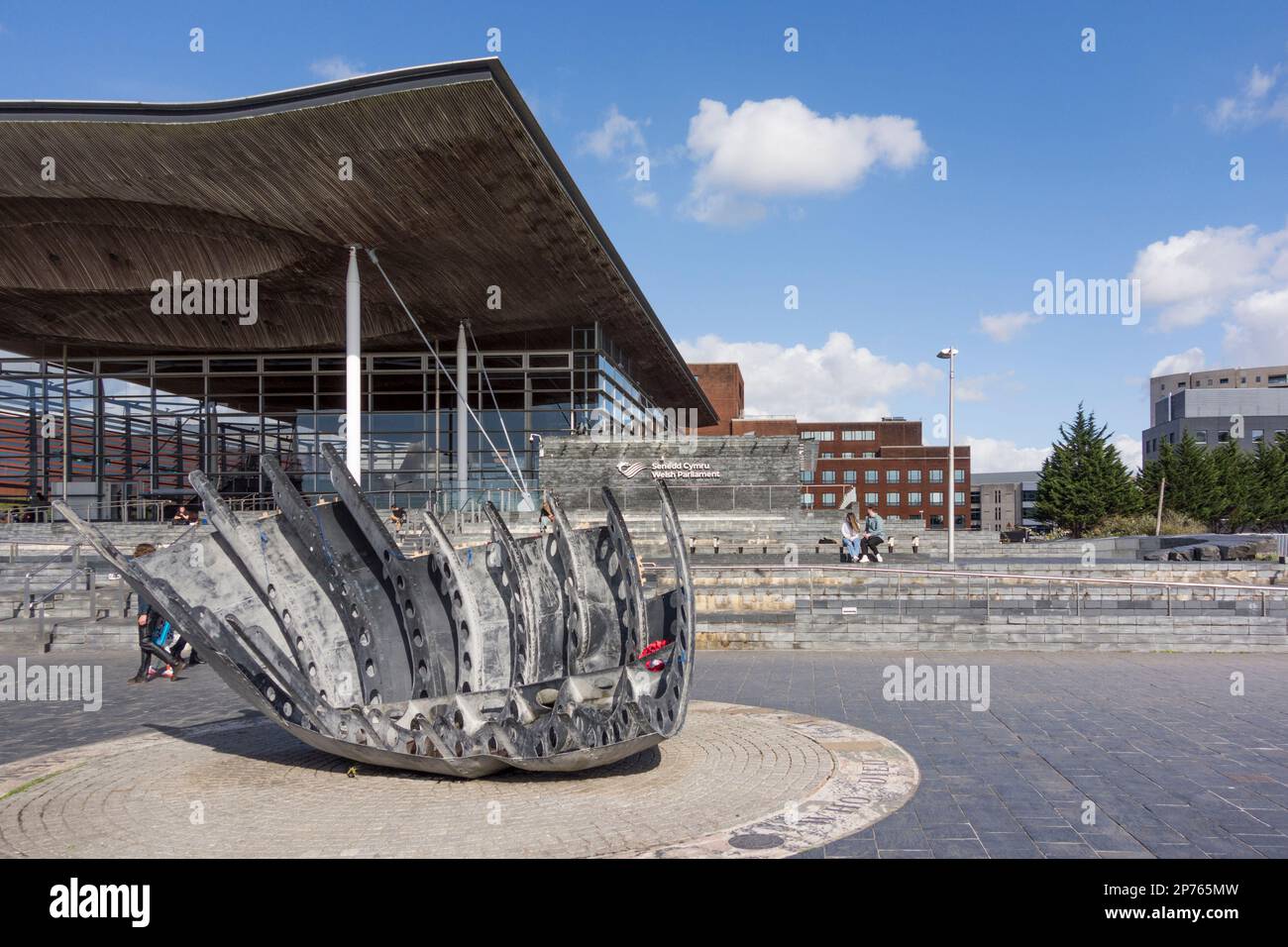 Senedd-Gebäude (walisisches Parlament), Cardiff Bay, Wales Stockfoto