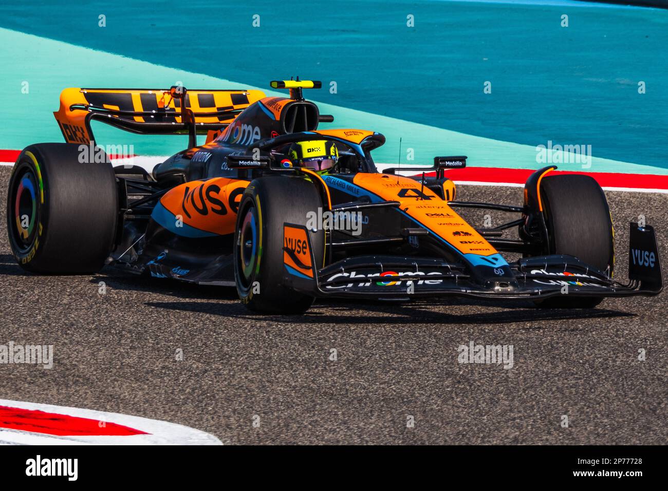 MANAMA, BAHRAIN, Sakhir Circuit, 3. März 2023: Nr. 4, Lando NORRIS, GBR, McLaren F1-Team, während des Bahrain Formel 1 Grand Prix auf dem Bahrain Inte Stockfoto