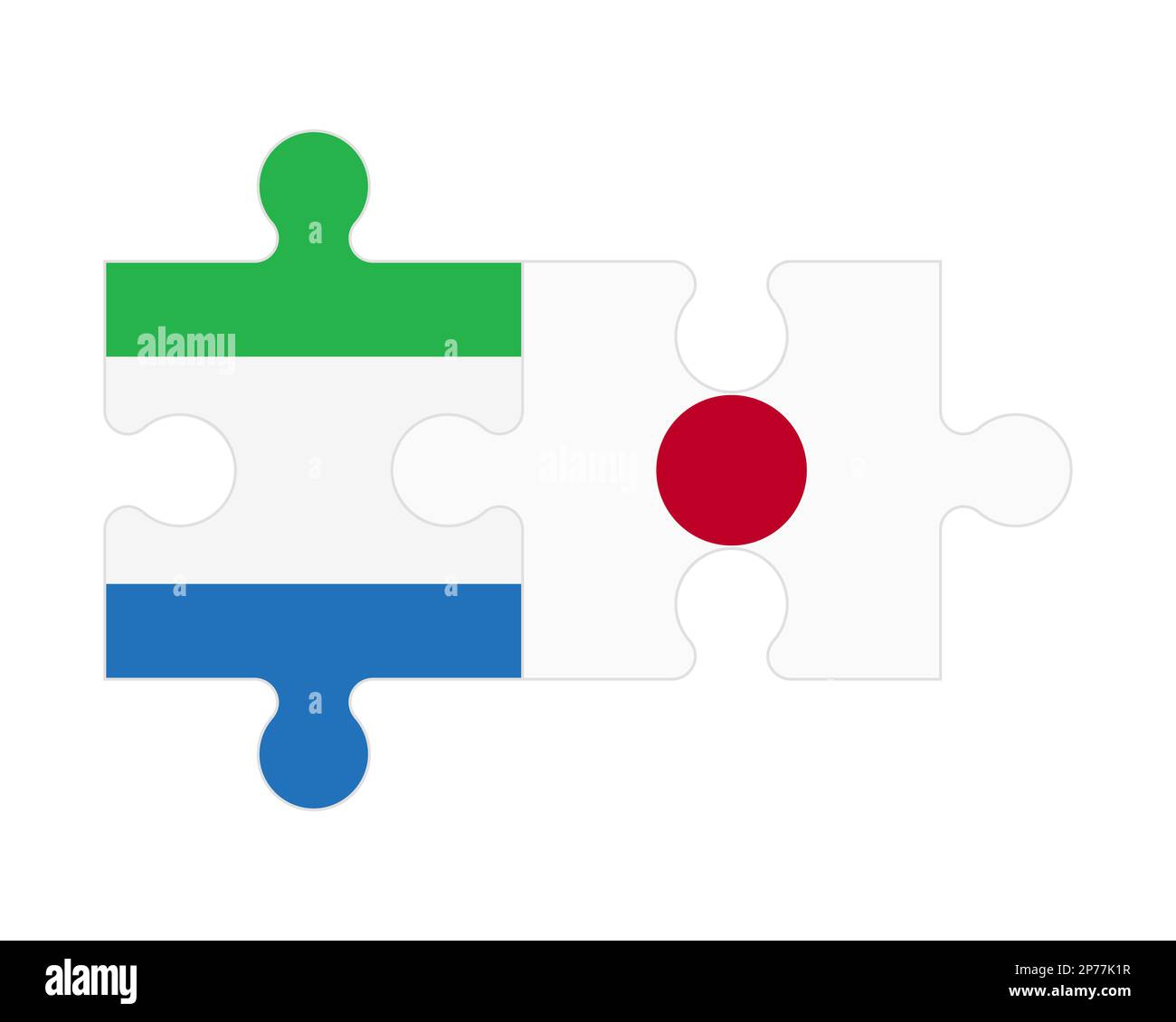 Zusammenhängendes Puzzle von Flaggen von Sierra Leone und Japan, Vektor Stock Vektor