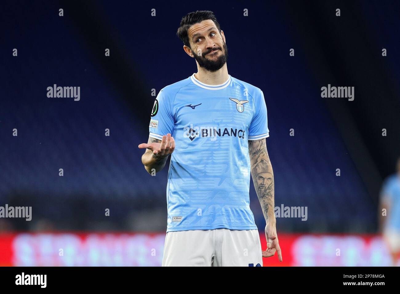 Rom, Italien - 7. März 2023, Luis Alberto von Lazio grimaces während der UEFA Conference League, Runde 16, 1.-teiliges Fußballspiel zwischen SS Lazio und AZ Alkmaar am 7. März 2023 im Stadio Olimpico in Rom, Italien - Photo Federico Proietti / DPPI Stockfoto