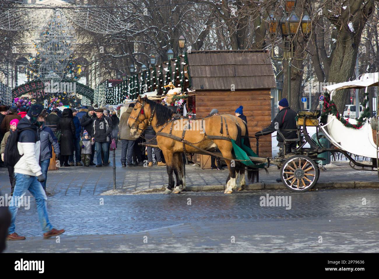 19.01.2017 ukraine lviv Square Avenue of Freedom christmas Market Stockfoto