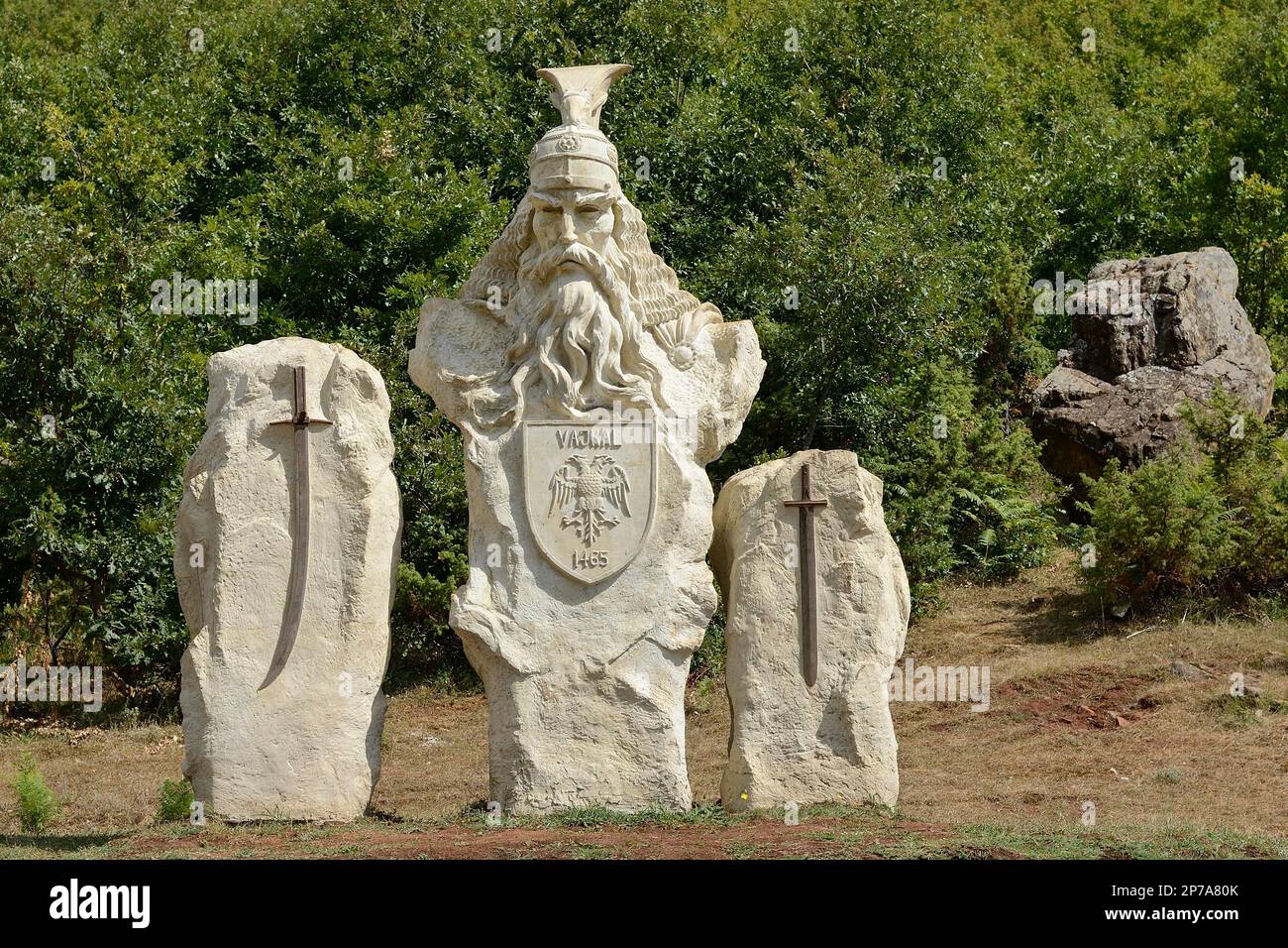 Skanderbeg Monument, Vajkal bei Bulqize, Albanien Stockfoto