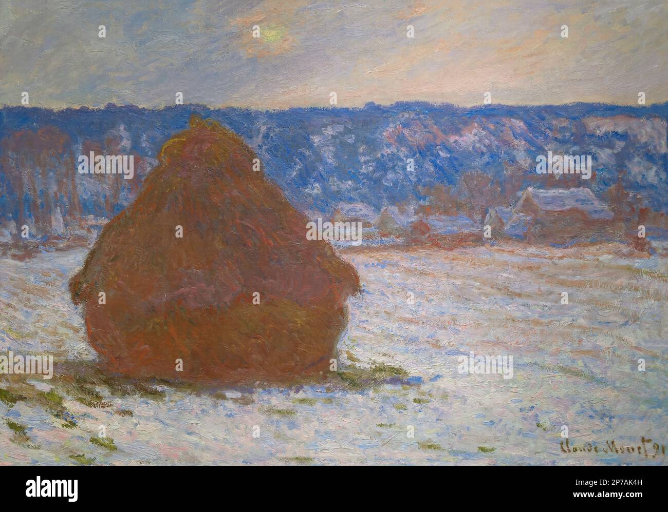 Stapel von Weizen, Schnee Effekt, bewölkten Tag, Claude Monet, 1890-1891. Kunst Institut von Chicago, Chicago, Illinois, USA, Nordamerika, Stockfoto