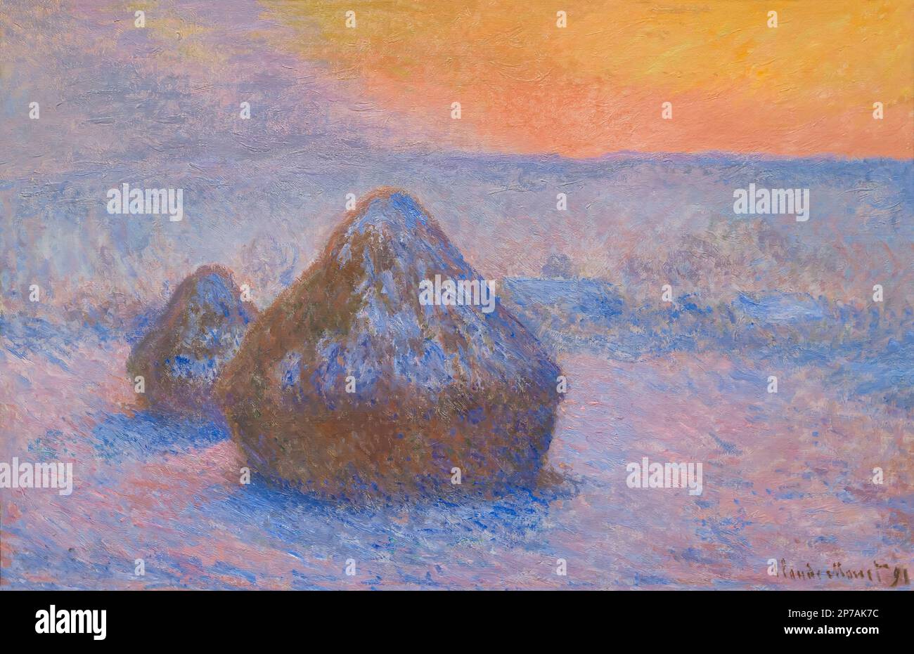 Stapel von Weizen, Sonnenuntergang, Schnee Effekt, Claude Monet, 1890-1891, Kunst Institut von Chicago, Chicago, Illinois, USA, Nordamerika, Stockfoto