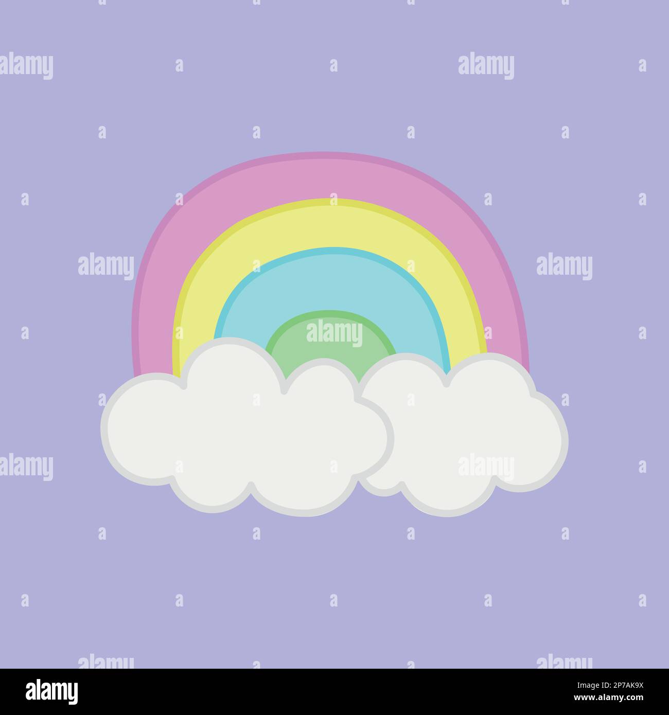 Niedlicher Regenbogen mit Wolken Vektor Illustration Icon Stock Vektor